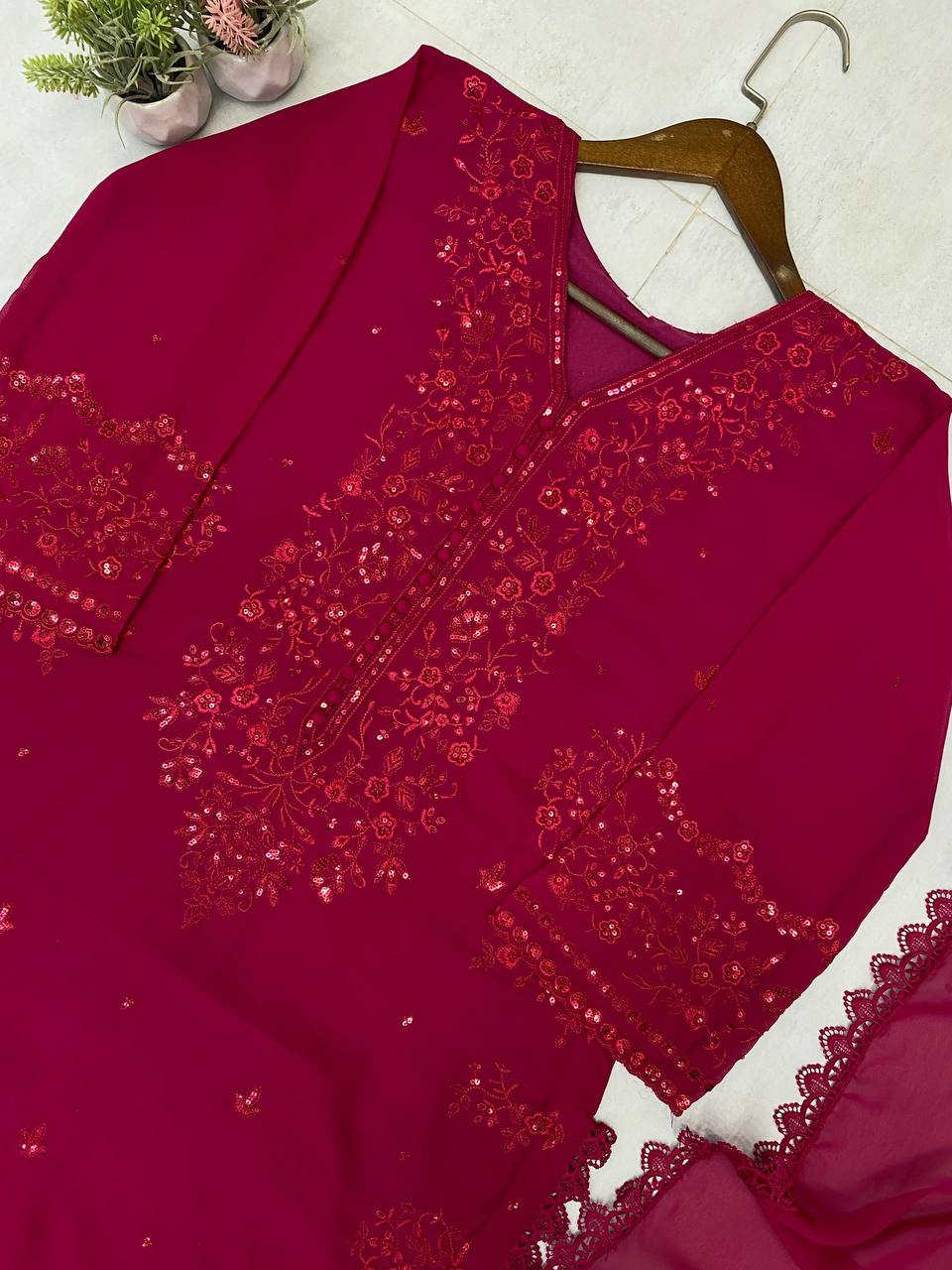 The Ruby Wine Flowing Couture Set